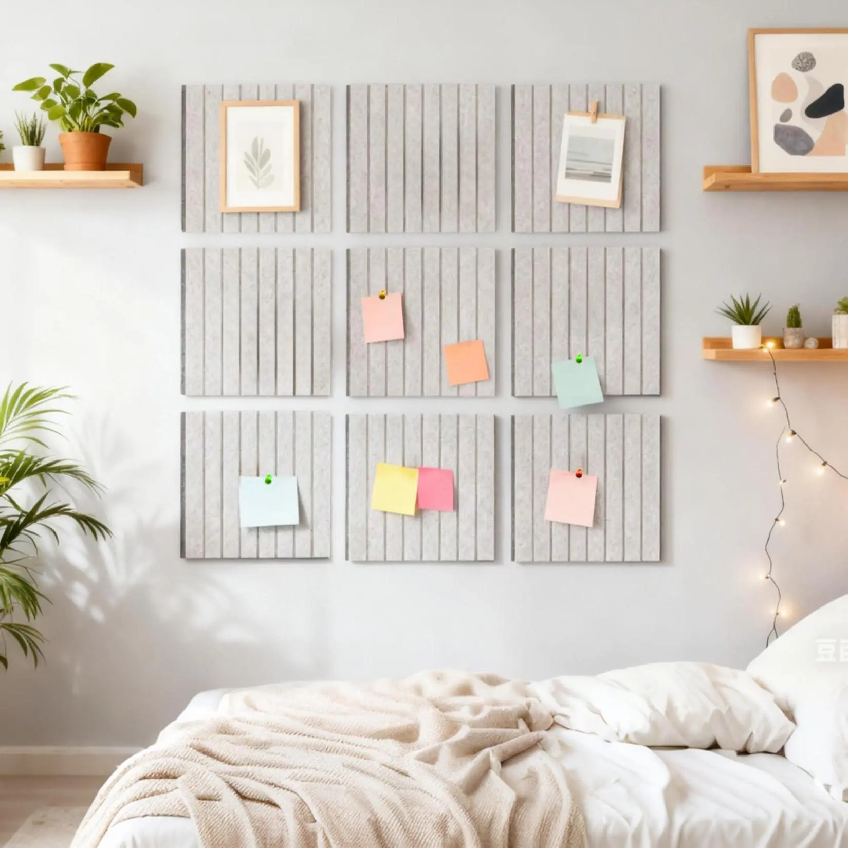 Large Sound Absorbing Felt Bulletin Board - 59" x 36" 15-Pack Eco-Friendly Self-Adhesive Pin Boards with 30 Pushpins - Decorative Memo and Photo Display, Cork Board Alternative for Office