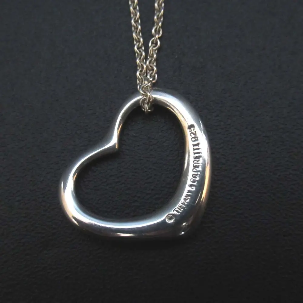 Pre-owned Tiffany & Co. Sterling Silver 925 (Ag925) Small Leather Goods Tiffany&Co. Elsa Peretti Open Heart 925 Silver Necklace