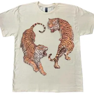 Vintage Style 2 Tigers Retro Graphic Tshirt