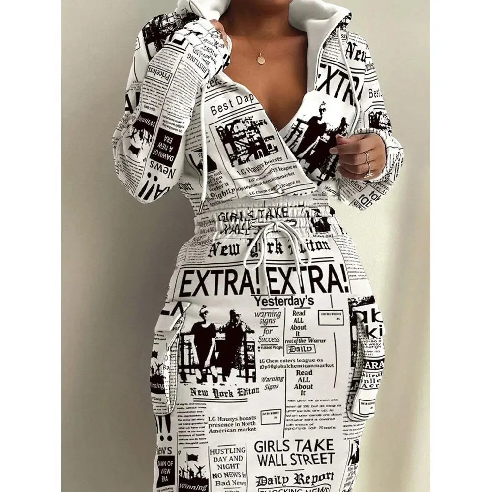 Women's Hooded Drawstring Waist Dress – Stylish Knee-Length Casual Dress (Multiple Colors & Prints)