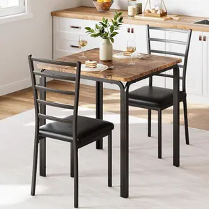 Dining Table for 2, Small Table and Chairs Set of 2, Dinette Set for 2, Square Dinner Table Set, 3 Piece Kitchen & Dining Room Sets for Small Space