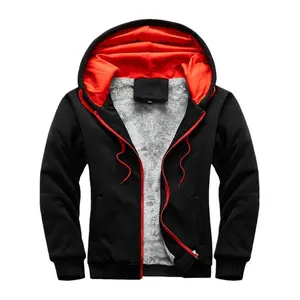 Men's autumn and winter wool lined jacket, thickened warm hooded windproof men's outdoor jacket