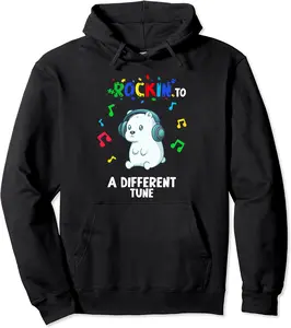 Rockin' to a Different Tune Autism Warrior Pullover Hoodie - Dakotamc Shop 90B0CJ72JBWJ