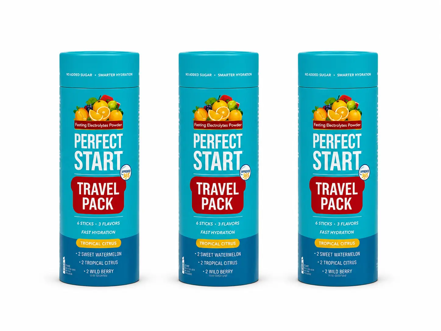 Perfect Start Travel Pack Electrolyte Hydration Drink Mix – Triple Pack (3 Pack)