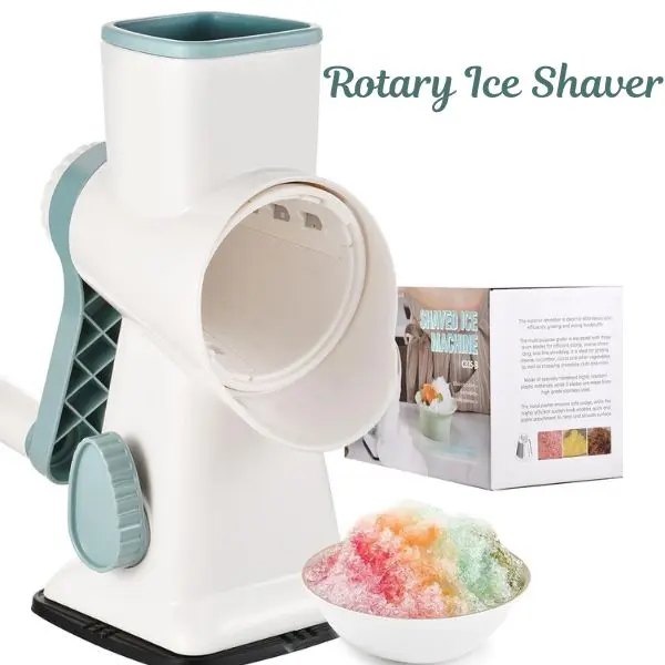 Manual Ice Shaver Machine with Suction Base, Stainless Steel Blades, Portable Hand Crank Ice Crusher for Shaved Ice, Snow Cones, Slushies & Frozen Desserts