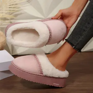Women's Slippers Fleece Plush Fluffy House Slippers Bedroom Non-slip Warm Indoor Outdoor Shoes Winter Warm Mini Snow Boots Springfresh