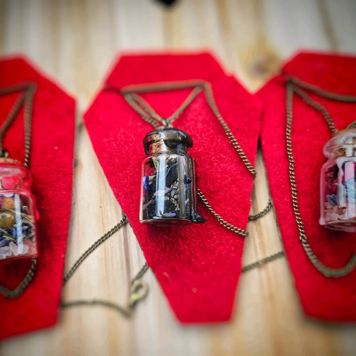 Spell Jar Necklaces for protection, self love, and anxiety relief