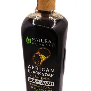 Natural Wonderz African Black Soap Body Wash with Shea Butter 32fl oz Moisturize & Nourish for All Skin Types