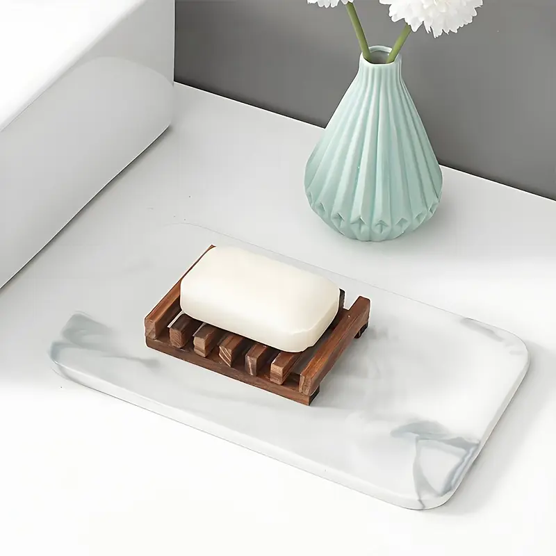 Set of 2 Wooden Soap Dish Set, Self-Draining Design for Bathrooms, Suitable for Toilets and Bathrooms, Ideal for Homemade Soaps