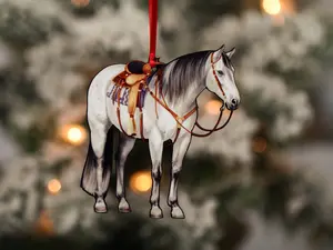 Western Ranch Horse Decor - Gray Quarter Horse Christmas Ornament