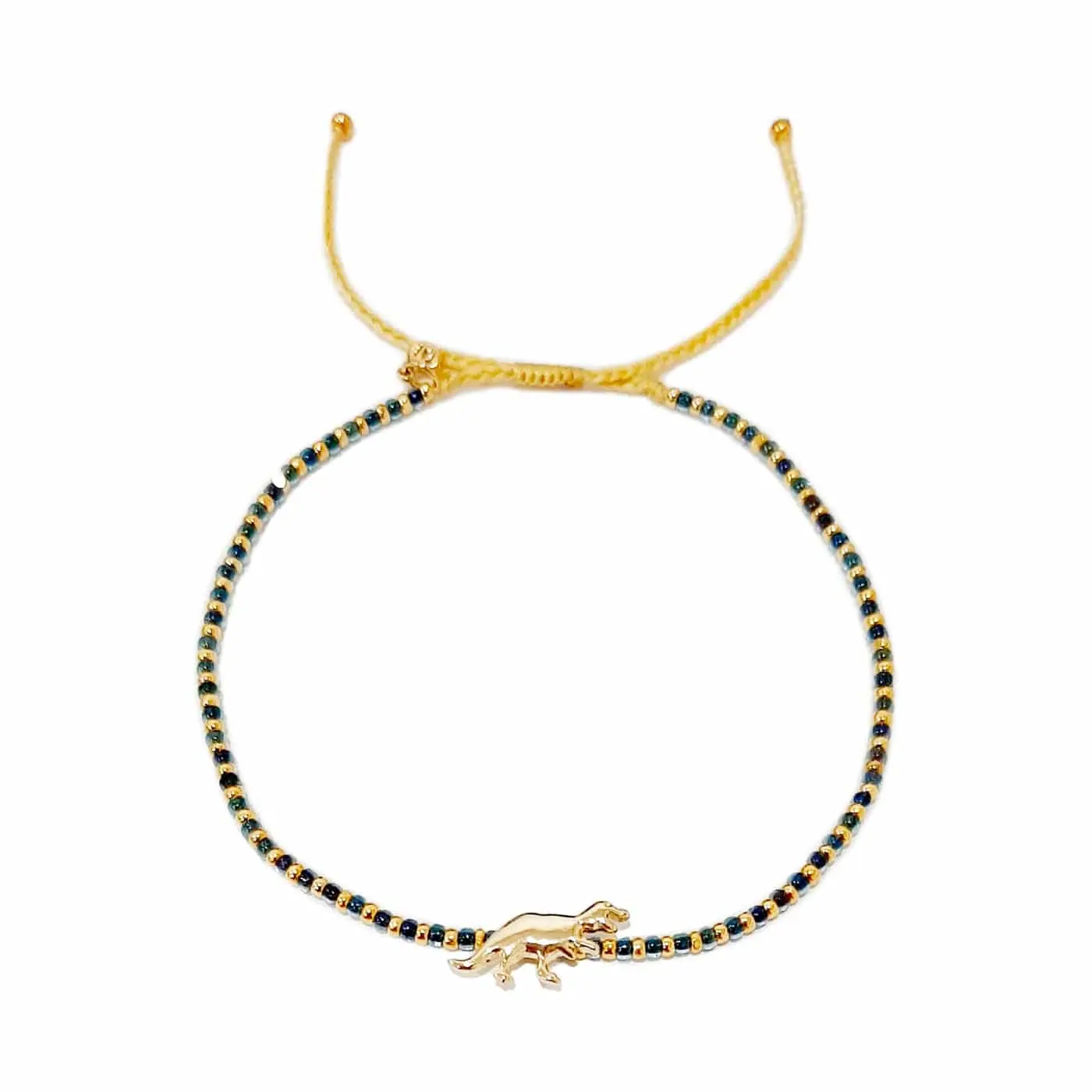 Handwoven Bracelet With Dinosaur Charm