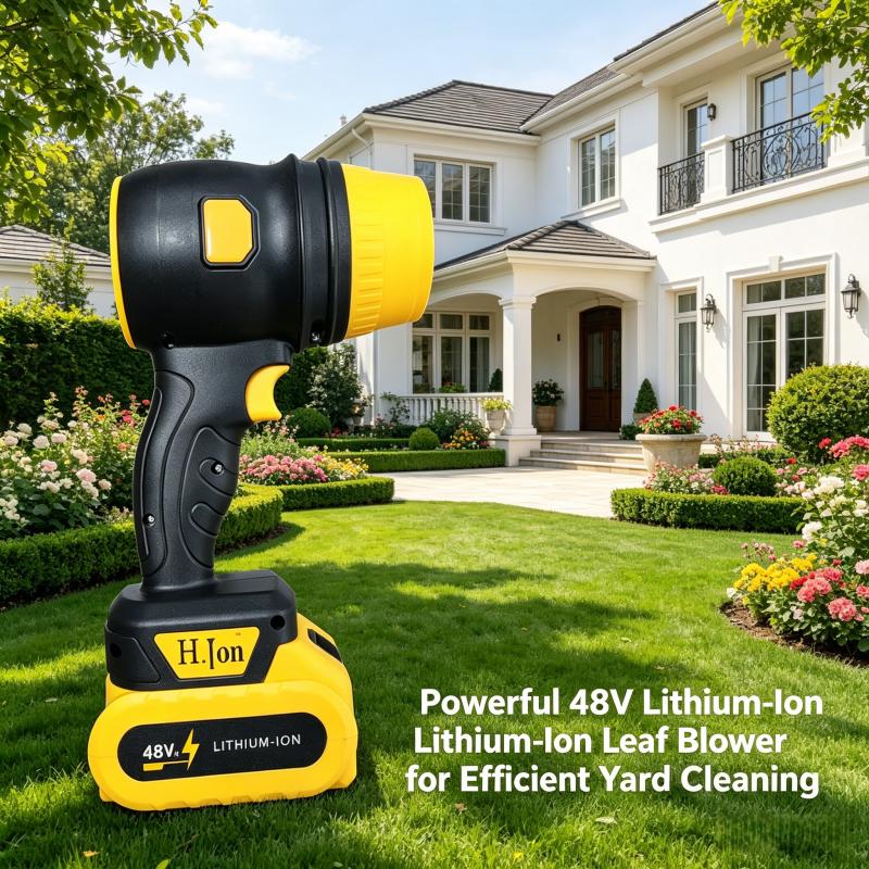 Cordless leaf blower, brushless dust collector, 3400 rpm, 21V mini dry blower fan, handheld electric dust collector for household cleaning, automobiles, outdoor use (tools only), US standard two plug