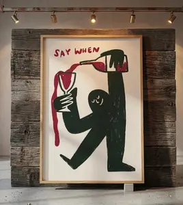 [Sale up to 50%] [Free Ship] Say When Wine Poster, Funny Wine Print, Kitchen Wall Decor, Bar Cart Poster, Minimalist Wine Art, Gift for Wine Lovers
