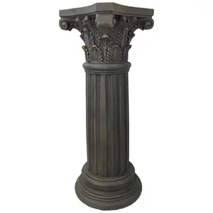 OUTOUR Unique Magnesium Oxide Corinthian Greek Column Pillar with Pedestal Indoor Outdoor Garden Backyard Courtyard Decor33.5’’ High,Antique Bronze