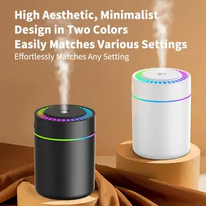180mL USB Desktop Humidifier with Colorful LED Light, Mini Cool Mist Humidifier, Quiet Portable Humidifier for Bedroom Office, Continuous & Intermittent Spray