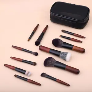 12Pcs Portable Mini Makeup Brush Set, Small Convenient Professional Travel Makeup Tool -Including Foundation-Contour, Blush, Concealer, Eye Shadow, Eye Corner, Brow Brush