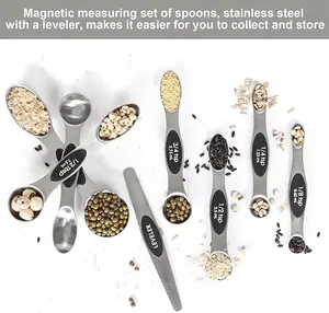 Measuring Spoons Set - Stainless Steel with Leveler, Stackable Metal Tablespoons for Baking, Cups & Kitchen Essentials - Fits in Spice Jars Utensils Tin
