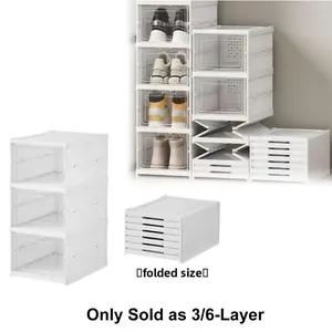 3/6 Installation-free folding shoe rack Transparent shoe storage box Shoe display cabinet Integrated moisture-proof, dustproof, durable and beautiful shoe cabinet Shoe rack