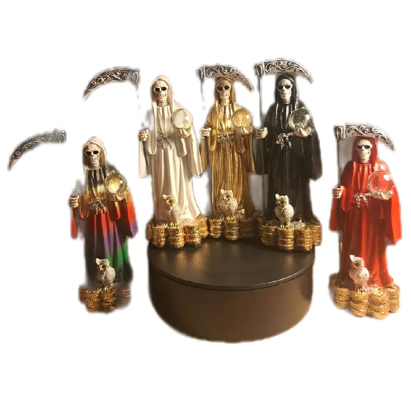 5.5 inch Santa Muerte Statue - Unique Decor for Home, Office, or Car - Unique Style Religious Ornament 5.5" Black