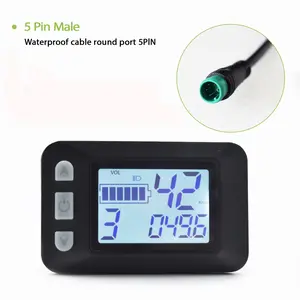 P9 5pin Electric Bicycle Wired LCD Display, Multifunctional Waterproof Screen with Speedometer, Odometer, Battery Indicator