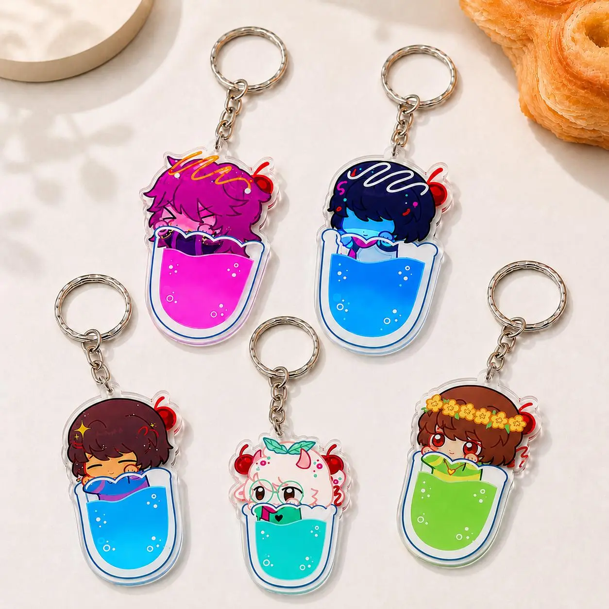 Undertale-Deltarune Soda Keychains, Cute Chibi Fan Art Acrylic Bag Charm - Kawaii Keyrings Birthday Gifts – Cute Acrylic Keychain Charms, Perfect Gift for Fans & Collectors