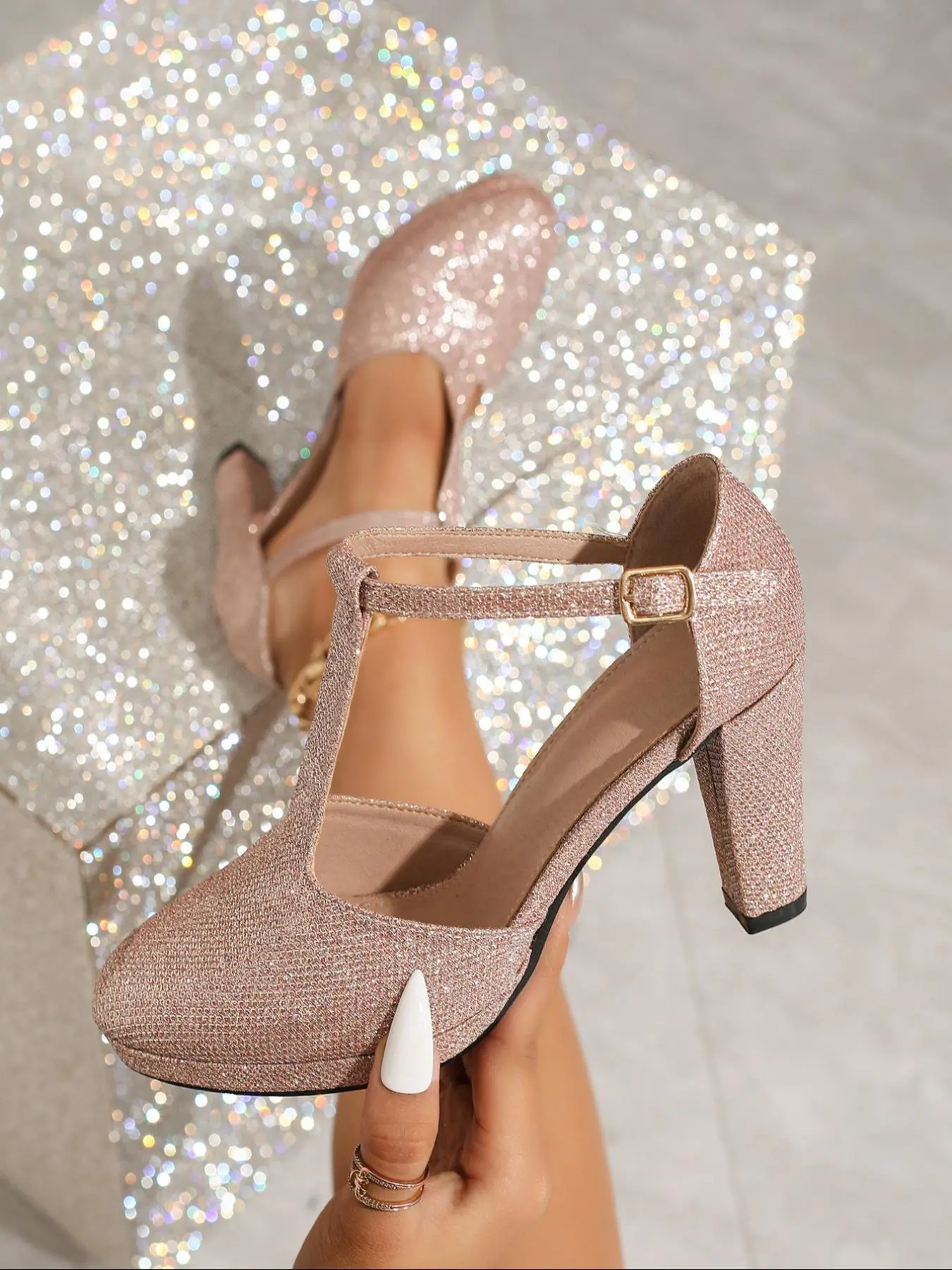 Women's Rose Gold Waterproof Platform High Heels, Stylish Sexy Elegant Mary Jane Wedding Shoes, Crystal Party Flats, Comfortable Fashion Footwear - TikTok Shop Women's Rose Gold Waterproof Platform High Heels, Stylish Sexy Elegant Mary Jane Wedding Shoes, Crystal Party Flats, Comfortable Fashion Footwear - TikTok Shop