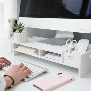 Office storage rack with drawers, multifunctional desktop monitor stand, easy-to-install computer riser frame, office supplies