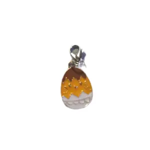 Easter Charms - Clear Egg Design with Gold Accents and Silver Loop Attachment