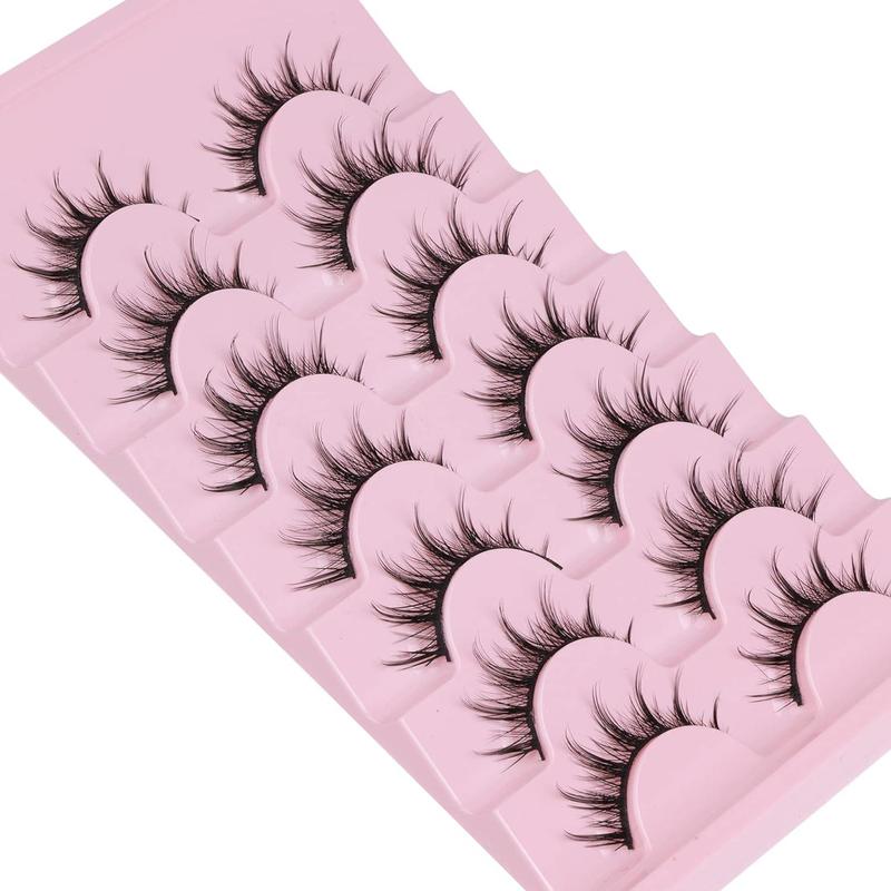 Manga Lashes Natural Look False Eyelashes Anime Lashes Mink Wispy Fluffy Spiky 3D Volume Eyelashes Pack Korean Japanese Asian Cosplay Fake Eyelashes Look Like Individual Cluster 7 Pairs by Makeup Cosmetic