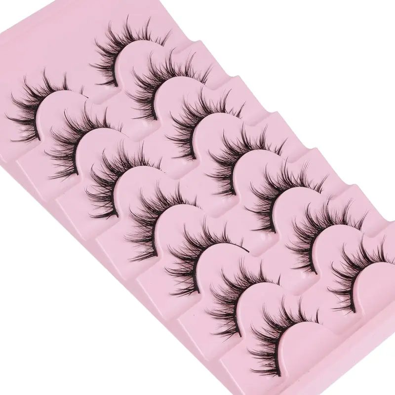 Manga Lashes Natural Look False Eyelashes Anime Lashes Mink Wispy Fluffy Spiky 3D Volume Eyelashes Pack Korean Japanese Asian Cosplay Fake Eyelashes Look Like Individual Cluster 7 Pairs by Makeup Cosmetic