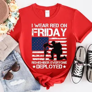 Red Friday Veterans Shirt, Remember Everyone Deployed, Red Friday USA Military Flag T-Shirt