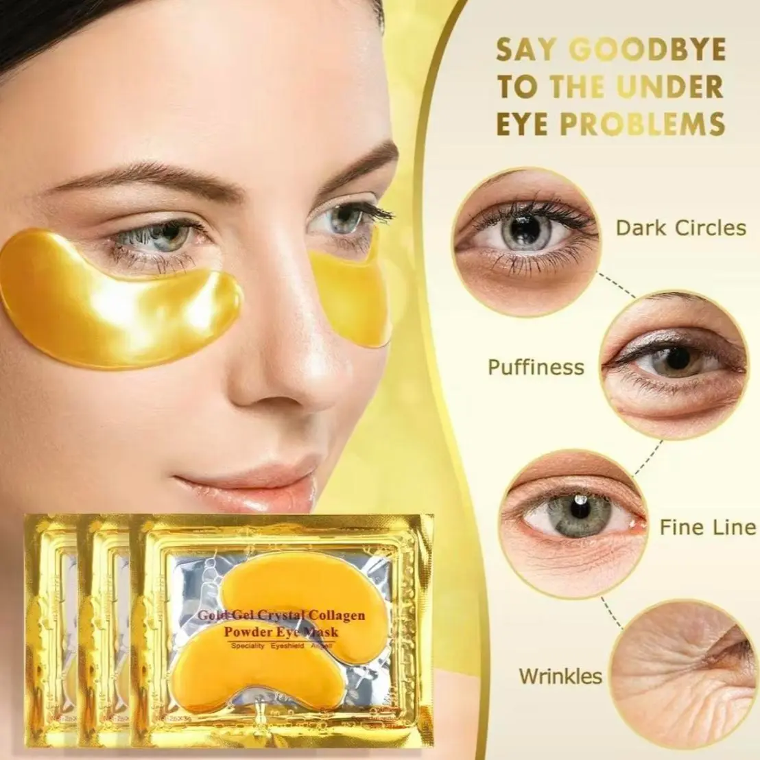 #Summer vibes 24k Gold Eye Patch For Dark Circles andPuffiness,Comfort Eye Gel Pads For Under-eyeWrinkles,Puffy Eyes Bags,Collagen Eye Mask
