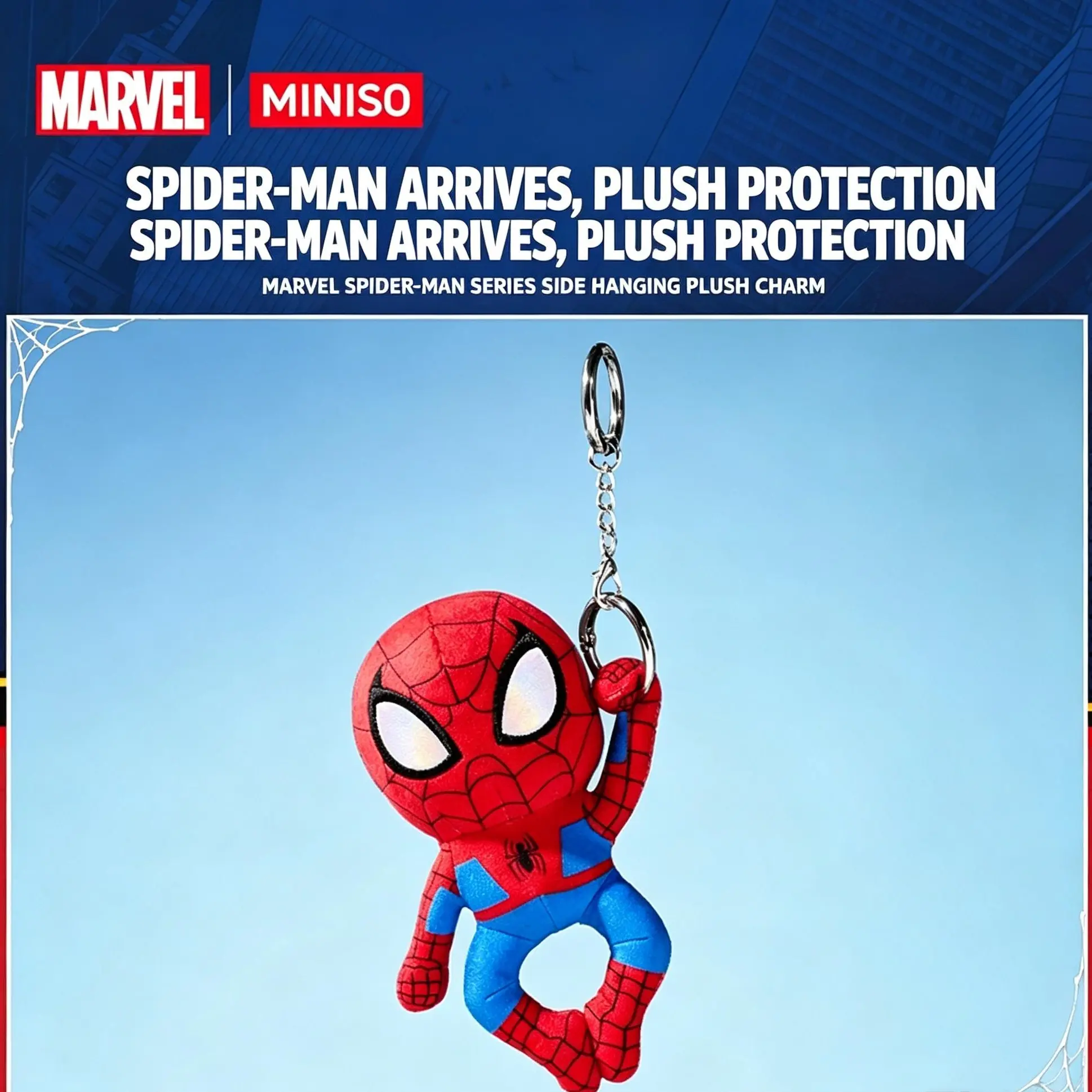 Marvel Spider-Man Series Side-Hang Plush Charm, Cartoon Bag Pendant, Portable Key Ornament, Creative Gift For Fans