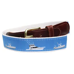 Solivisk Men’s Saltwater Sport Fishing Boat Nautical Leather Tab Canvas Belt – USA Made