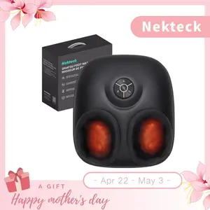 Nekteck Shiatsu Foot Massager Machine with Soothing Heat, Deep Kneading Therapy, Air Compression, Improve Blood Circulation and Foot Wellness Brown