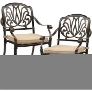 【Father's Day Gift】Outvita Patio Chairs Set of 2- Cast Aluminum Outdoor Dining Chairs with Cushion, Metal Armchairs for Poolside, Backyard, Balcony (2, Elizabeth Back with Cushion) Summervibes