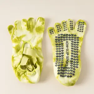 2026 Hot Selling Yoga Anti-Slip Socks Tie-Dye Women's Socks Professional Five-Finger Pilates Cotton Socks Sports Indoor Split-Toe Socks Sweat Absorbent
