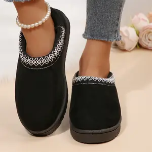 Women's Boots Suede Fuzzy Cozy Platform Slip-on Slippers House Anti-Slip Snow Boots for Outdoor Indoor
