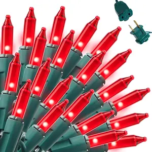 Red Christmas Lights,42.8FT / 200 Count String Lights - Green Wire for Decorations