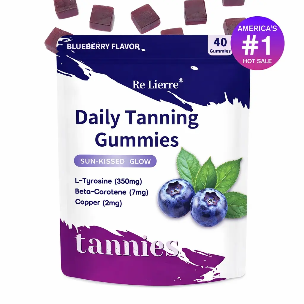 Blueberry Tanning Soft Gummies – Natural Plant Formula Dietary Supplement to Achieve Sun-Kissed Bronzed Wheat Skin Tone