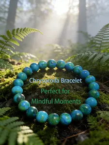 New Chrysocolla Natural Stone Bracelet, Unisex Healing Jewelry, Versatile Design, Perfect for Daily Wear, Anniversary, Wedding, Party