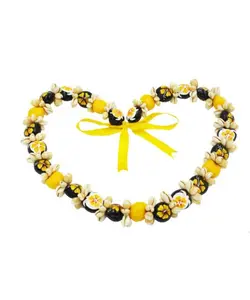 Hand-Painted Hibiscus & Turtle Kukui Nut Lei w/Cowrie Shell
