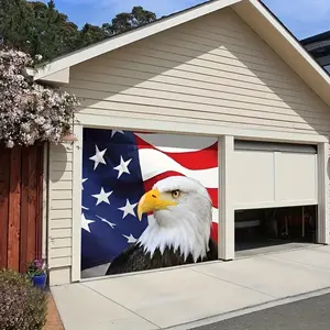 American Flag Garage Door Banner 6x13ft, Bald Eagle Usa Flag Cover, Large Patriotic Decoration for Double Garages, Independence Day Decor