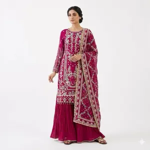 Long Indian Panjabi Womenswear - Traditional Design with Intricate Embroidery and Elegant Flowing Design
