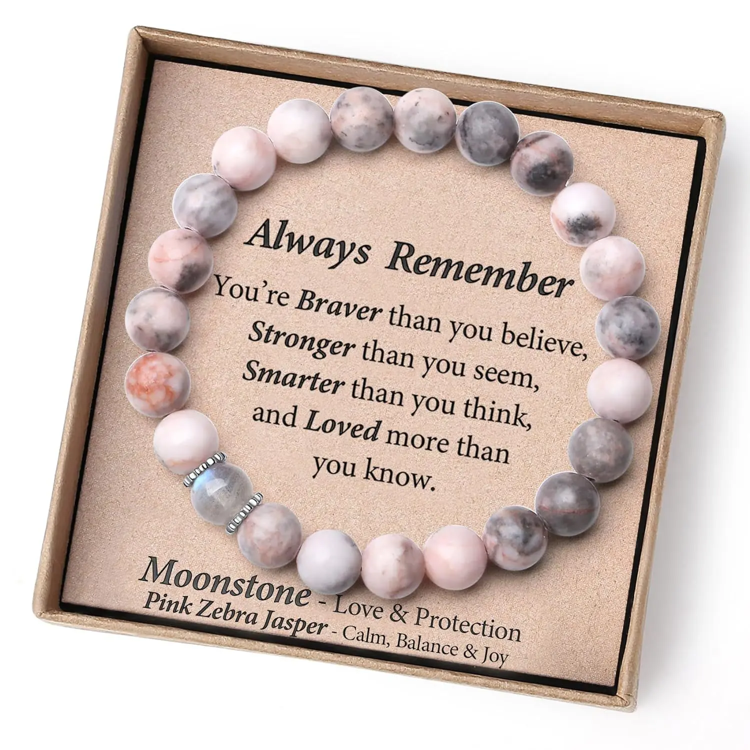 Inspirational Gifts for Women, Heart Charm Pink Elastic Beads Relaxation Chakra Bracelet Gifts Positive Affirmations Graduation Get Well Soon Gifts Birthday Christmas Mothers day Valentines for Her