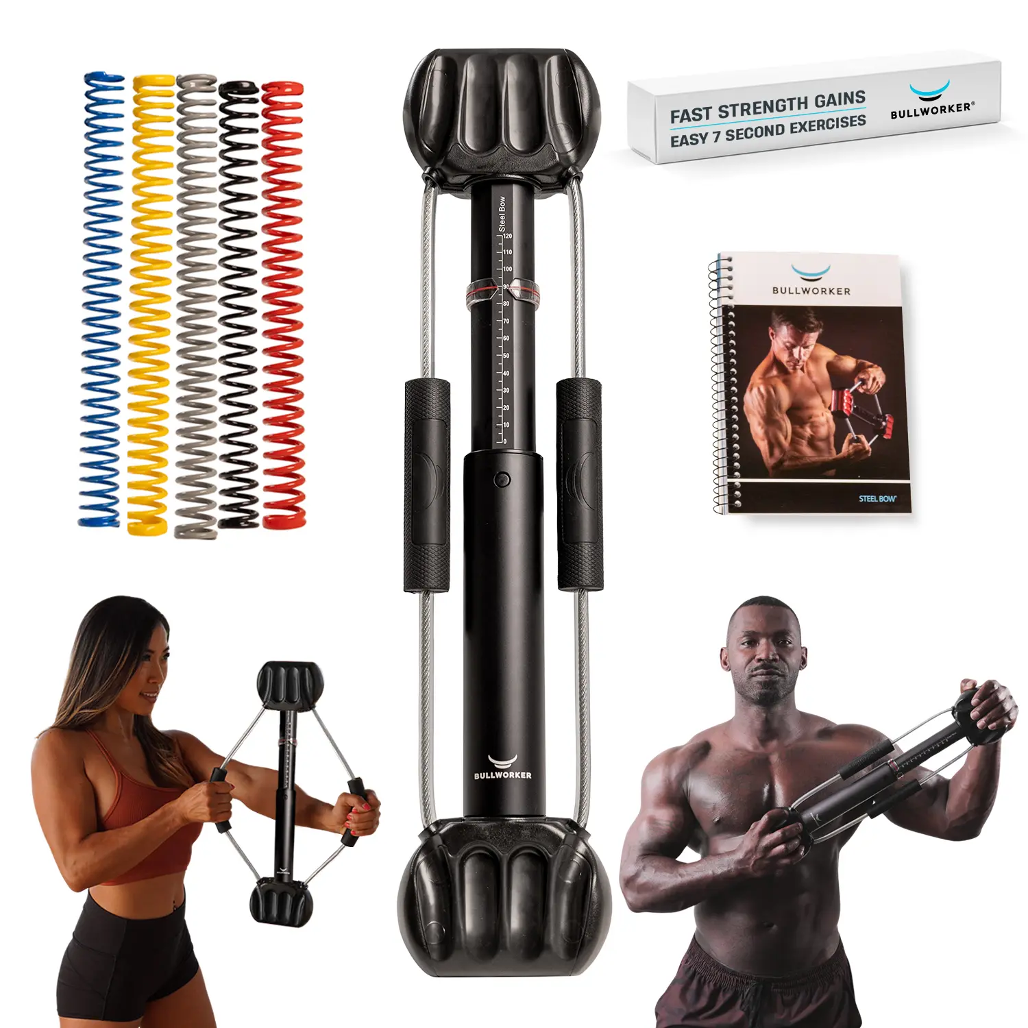 Bullworker Isometric Exercise Equipment - Steel Bow 20", Portable Home Gym for Back, Shoulder, Chest, Biceps, Triceps, Abs, Arm Workout Muscle Targeting Ergonomic Handles