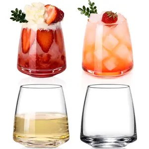 Stemless Wine Glasses Set of 4-14.5oz Hand Blown Heavy Red White Wine Glasses Unique stemless Wine Glasses gifts,Drinkware