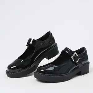 Women's Mary Jane Shoes Platform Thick Heel Dress Shoes Black Patent