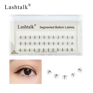 Lashtalk 1Box Self Adhesive DIY False Eyelashes Bottom Lash Clusters 3D Natural Soft Transparent Stem 3 Rows 72 Clusters No Glue and Remover One-Step Press On Pre-Glued Self Stick Lower Lashes Flame Style Daily Use Cosmetic Eyelashes Wispy Lashes