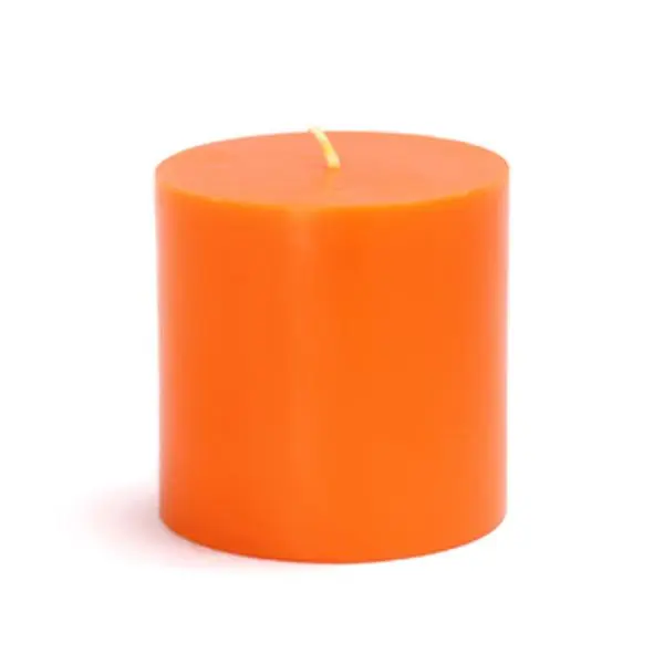 212 MAIN Handpoured Wax Unscented Orange Pillar Candles - 12-Piece Bulk Pack, 3" diameter x 3" h, 40-Hour Burn Time, Smokeless, Dripless, Wedding Centerpieces, Home Decoration Supplies, Household Illumination